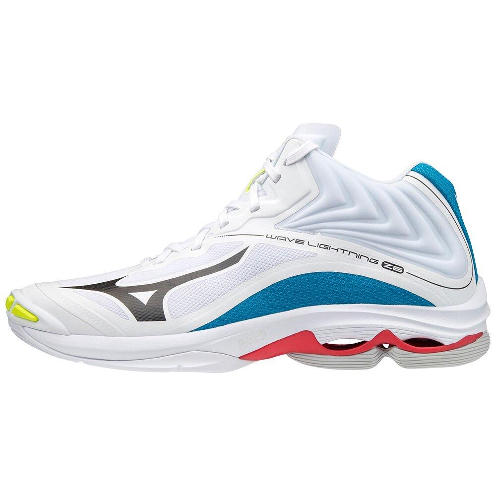 Mizuno Men's Volleyball Shoes Wave Lightning Z6 Mid White/Black/Blue - YFUOPEQ-98